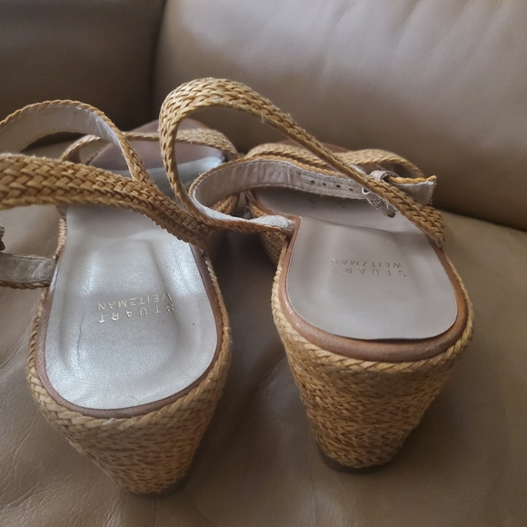 Stuart Weitzman Natural Woven Wedges Espadrilles Shoes M 10 - Picture 3 of 6